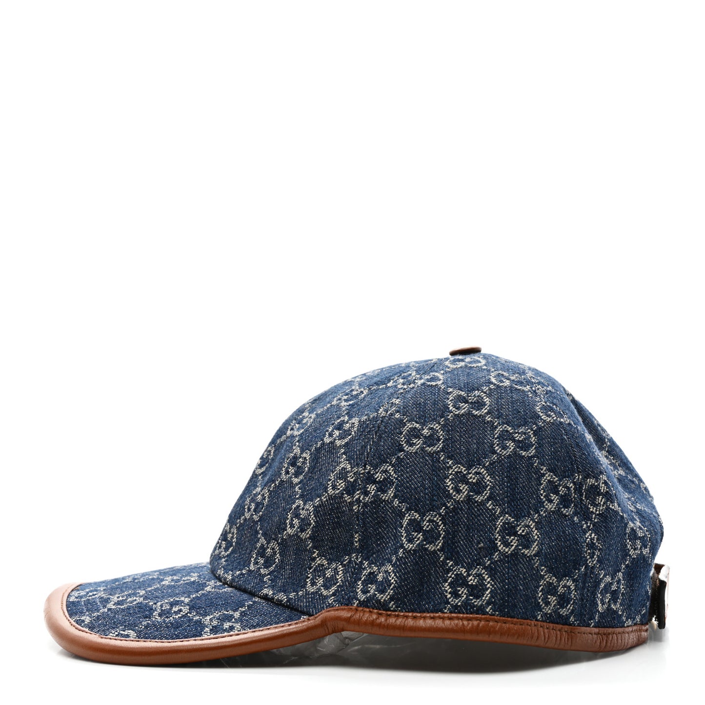Washed Jacquard Denim Nappa GG Monogram Oscar Baseball Hat M Denim Cuir
