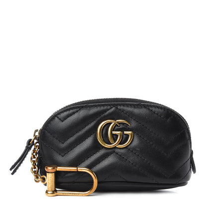 Gucci Calfskin Matelasse GG Marmont Key Pouch Black 1 of 8