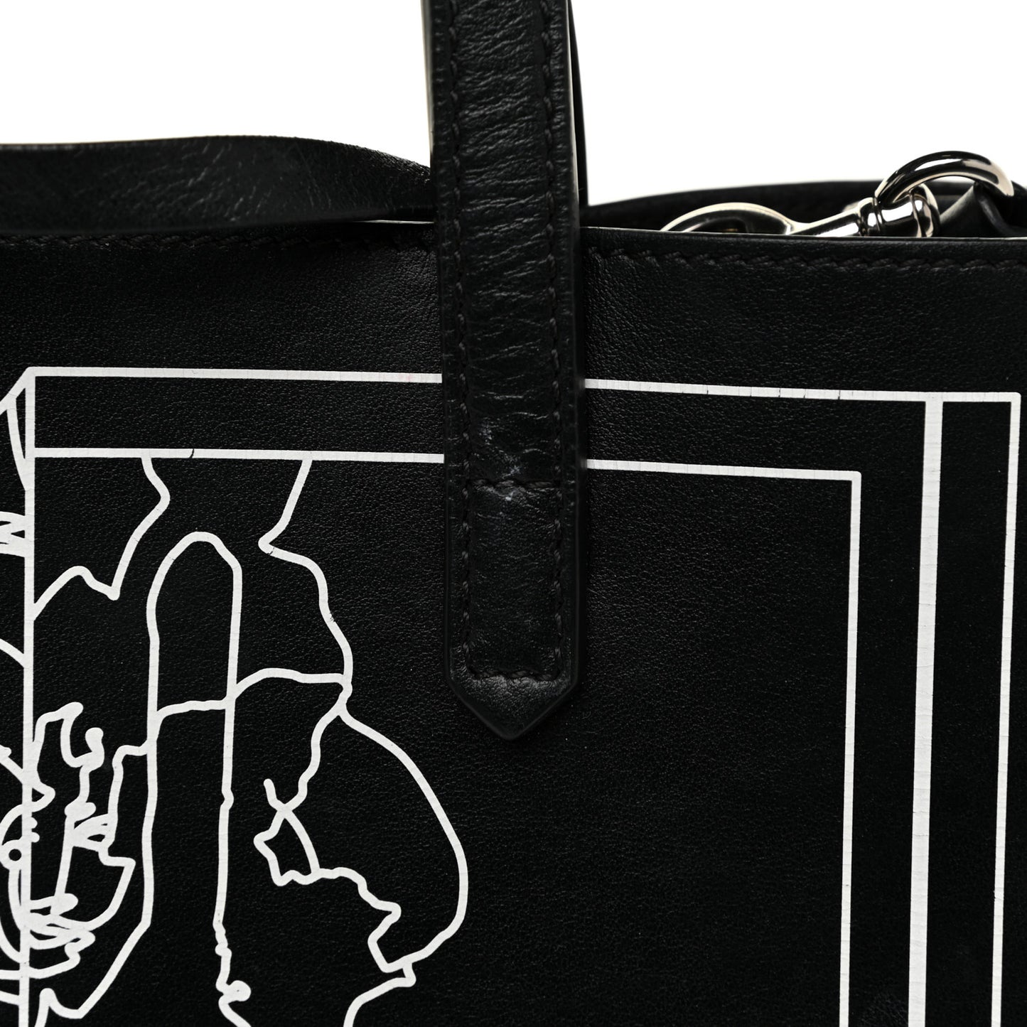 Calfskin Bambi Print Small Stargate Shopper Tote Black