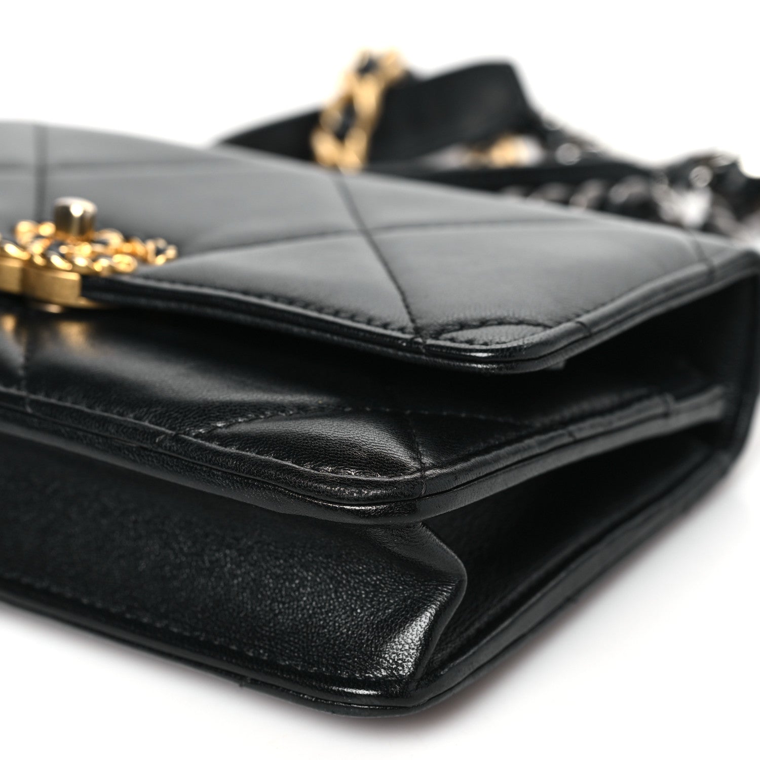 Chanel Lambskin Quilted Chanel 19 Wallet On Chain WOC Black 11 of 12