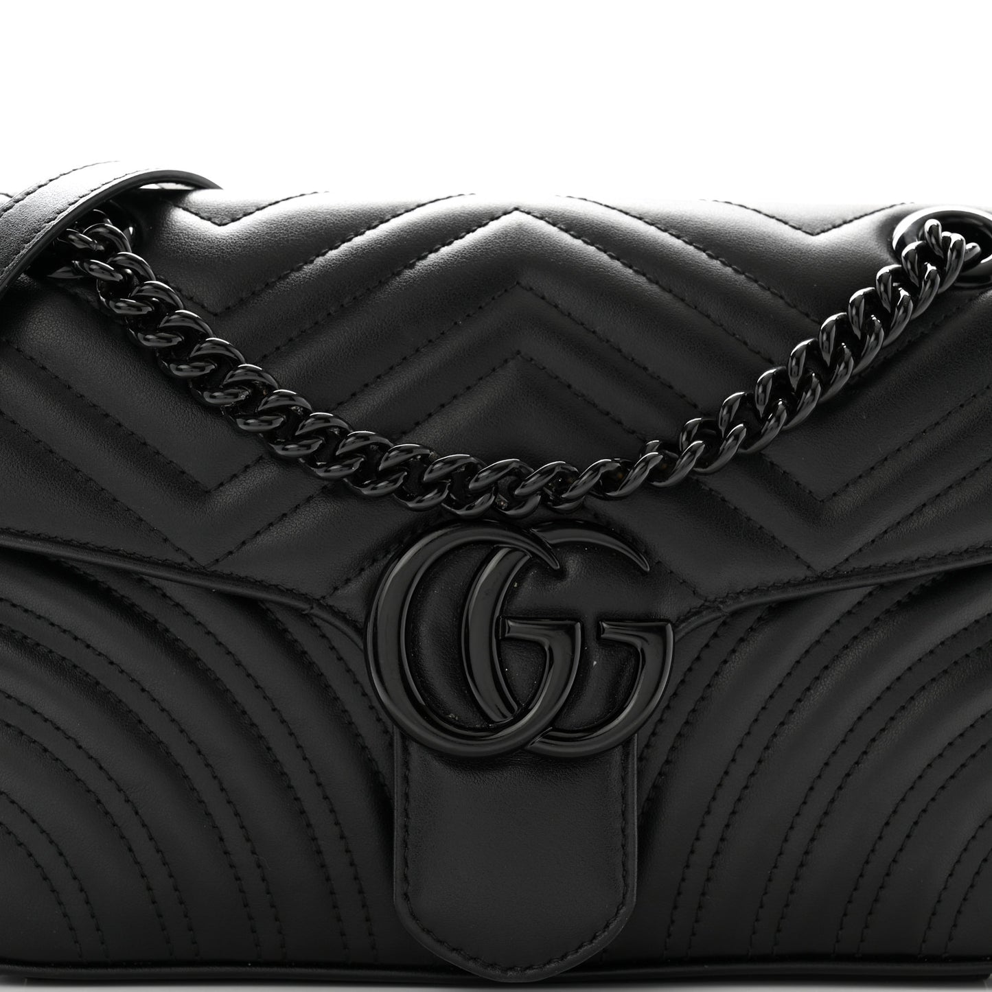Calfskin Matelasse Monochrome Small GG Marmont Shoulder Bag Black