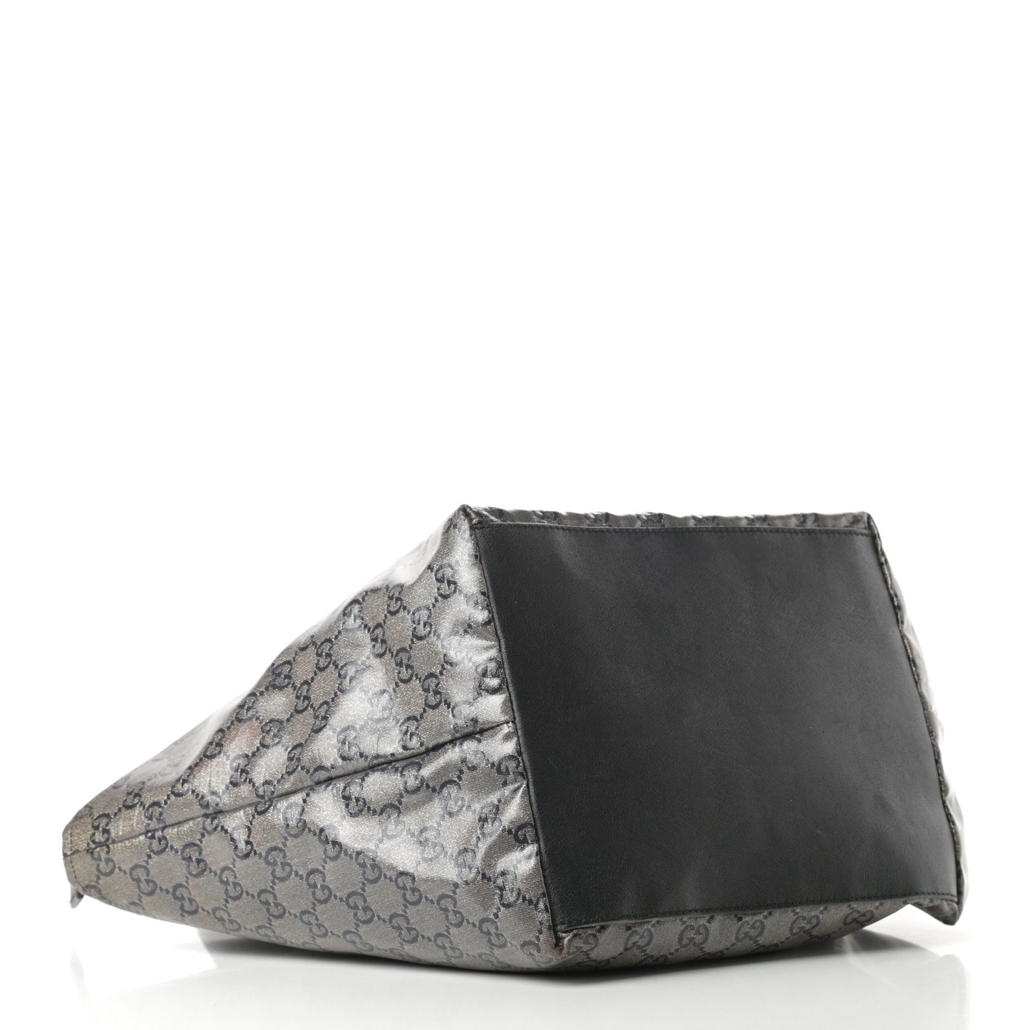 Crystal Monogram Medium Web Handle Bucket Tote Black