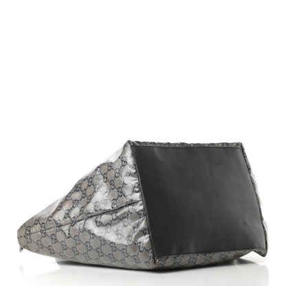 Gucci Crystal Monogram Medium Web Handle Bucket Tote Black 4 of 12