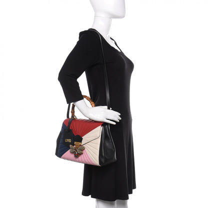 Gucci Calfskin Bamboo Trapuntata Queen Margaret Top Handle Bag Blue Agata Hibiscus Red Mystic White Sugar Pink 2 of 11