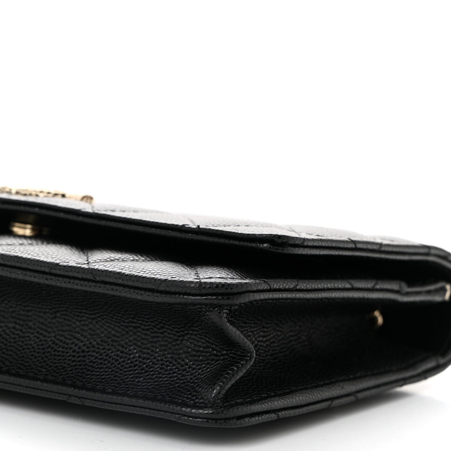 Caviar Quilted Studded CC Wallet on Chain WOC Black