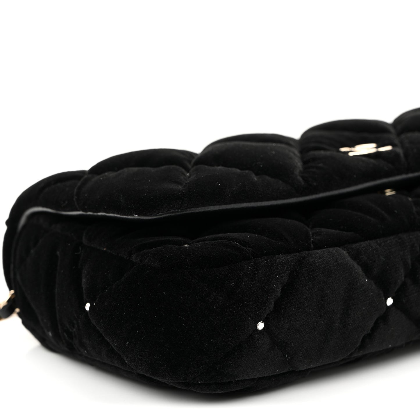 Velvet Diamanté Quilted Flap Clutch Black