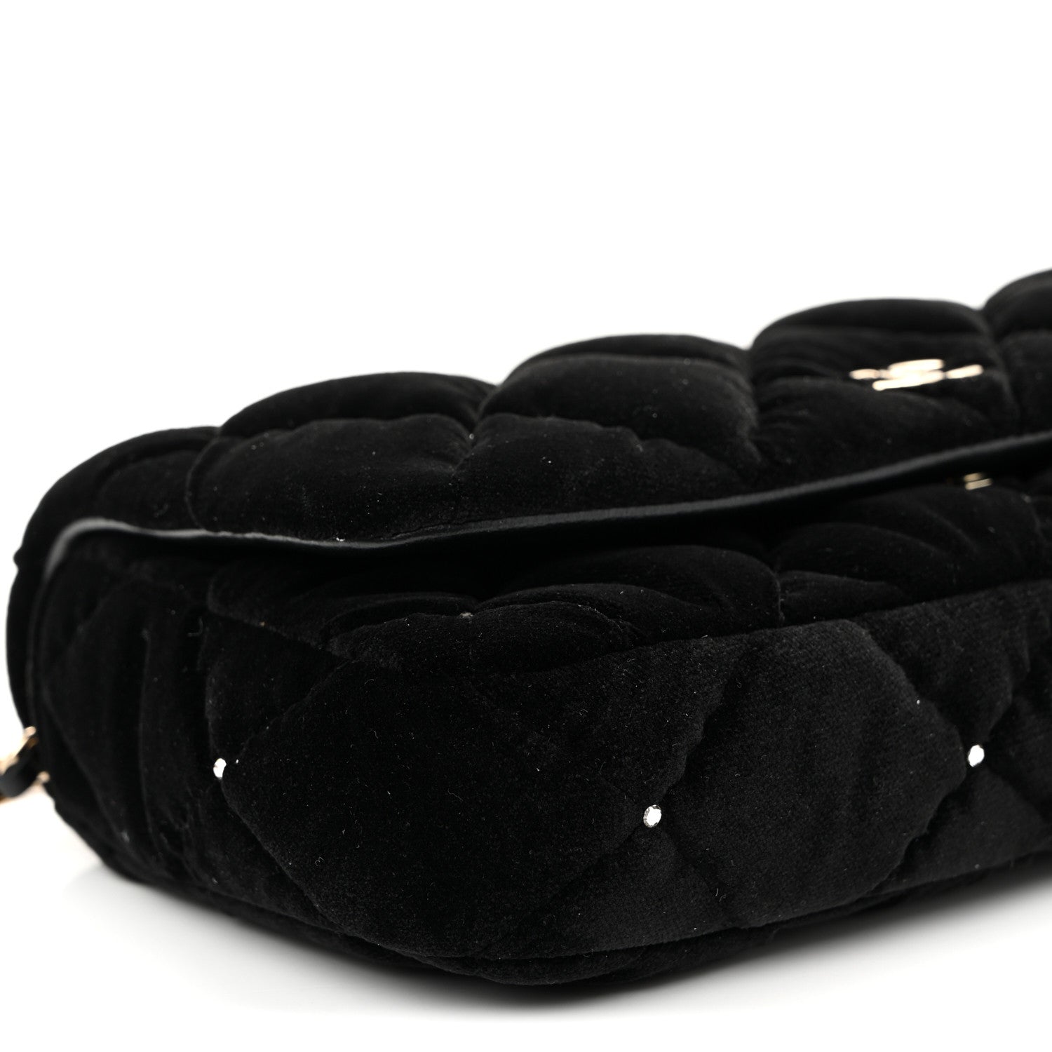 Chanel Velvet Diamanté Quilted Flap Clutch Black 10 of 11