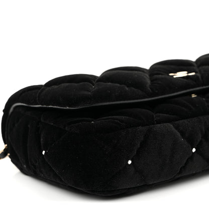 Chanel Velvet Diamanté Quilted Flap Clutch Black 10 of 11