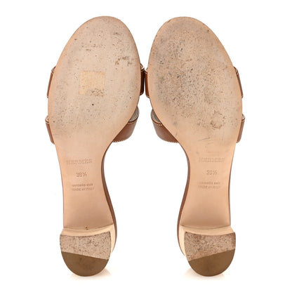Hermes Calfskin Oasis Sandals 39.5 Gold 6 of 10