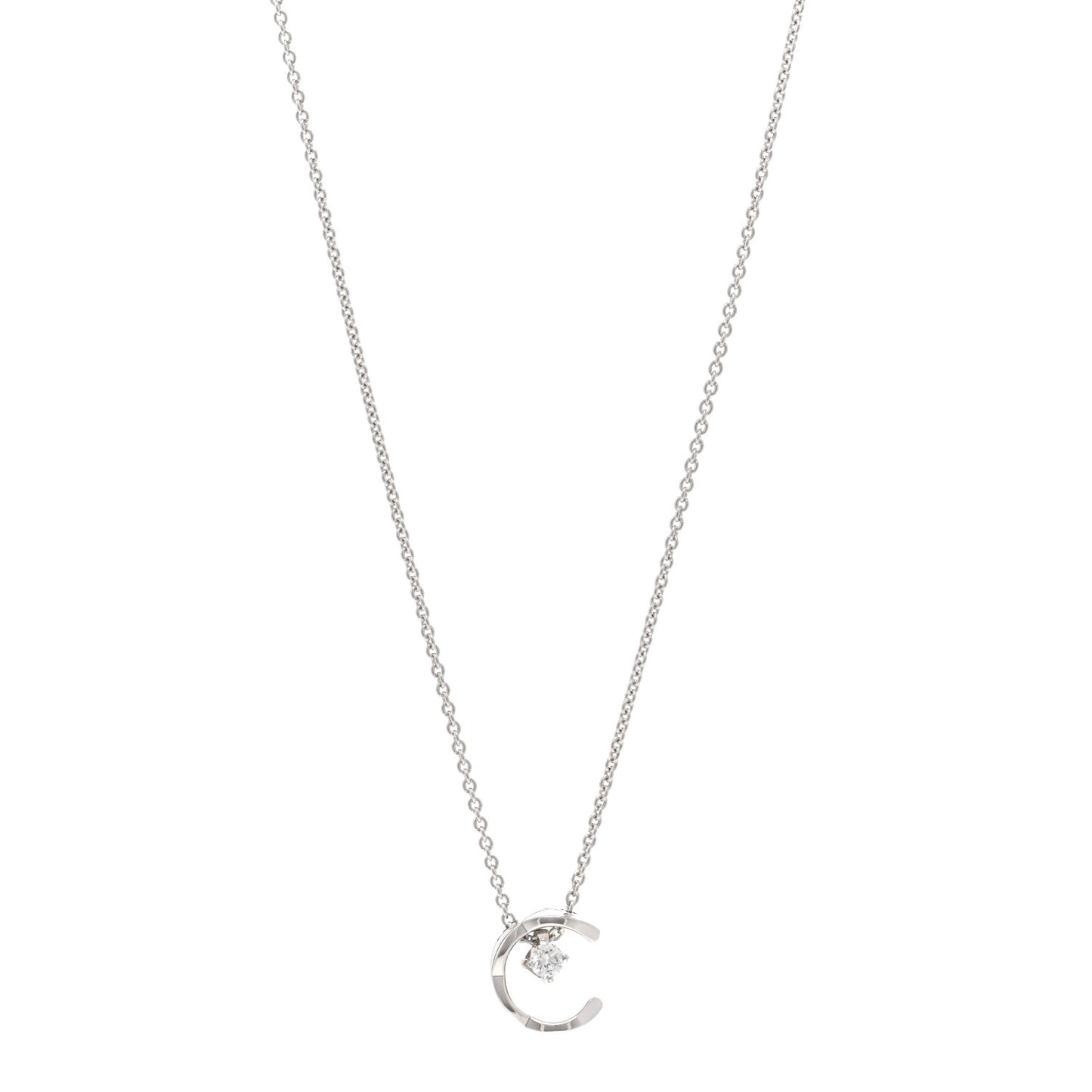 18K White Gold Diamond Coco Crush C Necklace