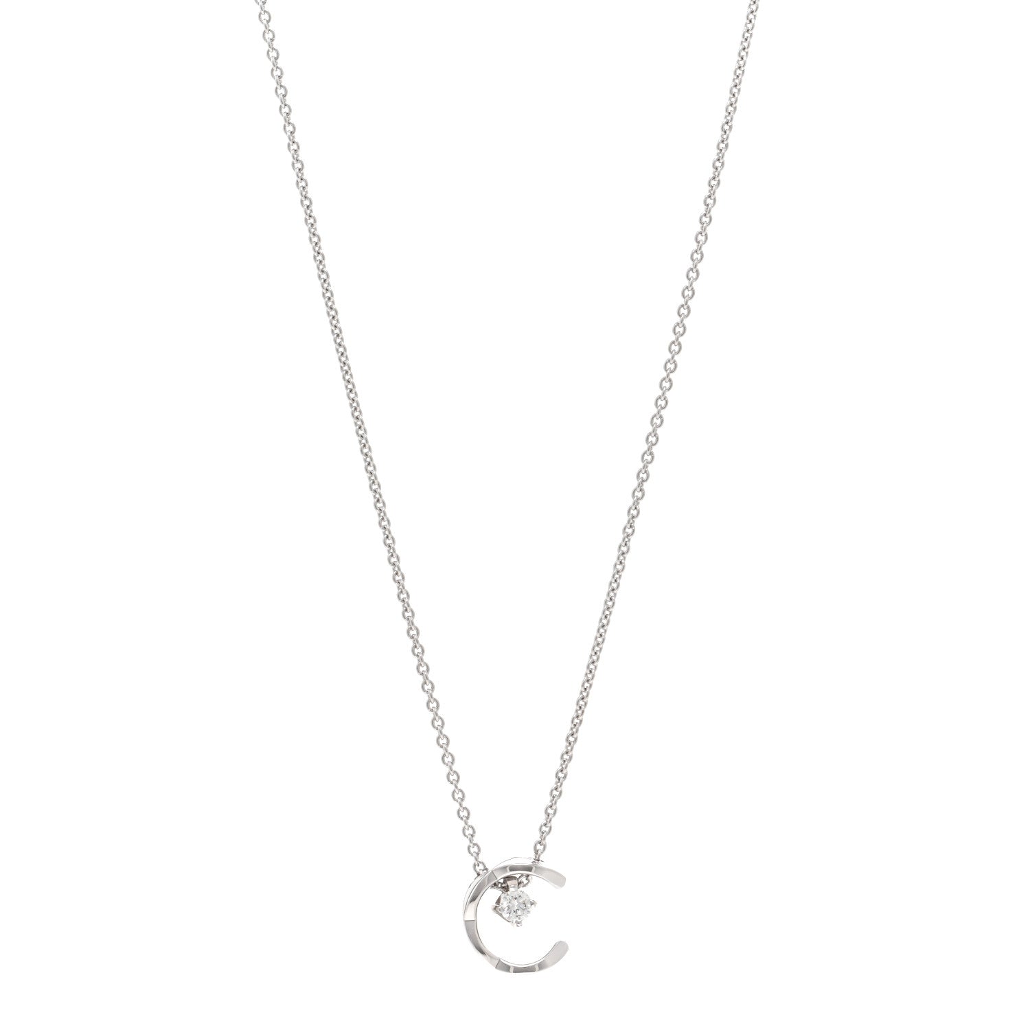 Chanel 18K White Gold Diamond Coco Crush C Necklace 1 of 5