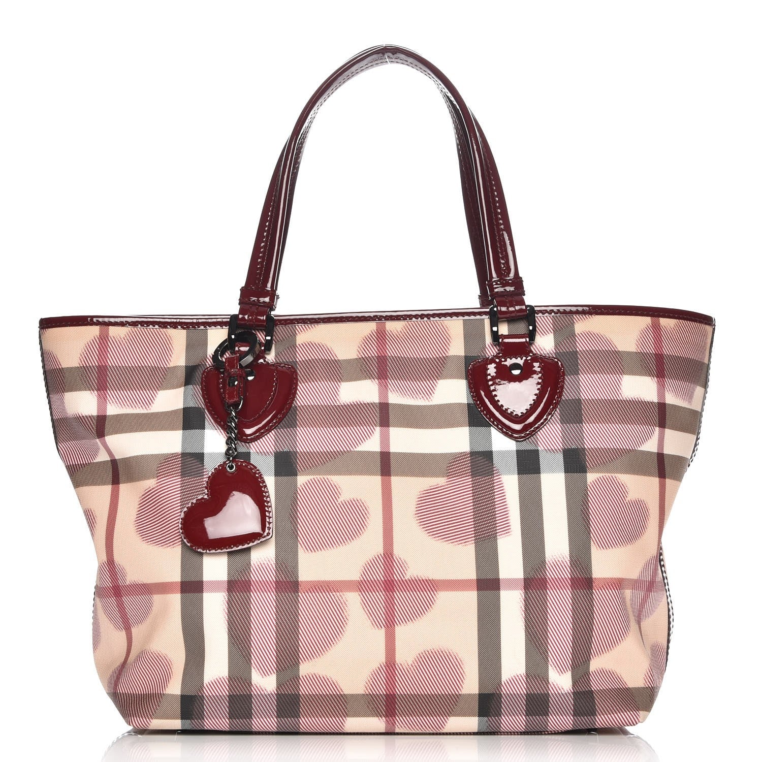 Burberry Nova Check Heart Gracie Diaper Tote Berry Red 1 of 8