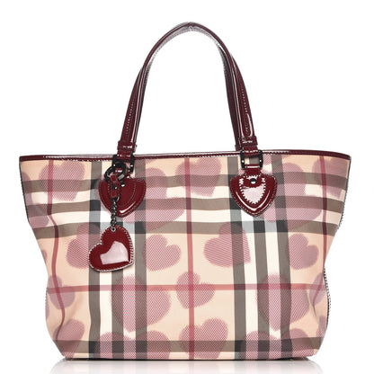 Burberry Nova Check Heart Gracie Diaper Tote Berry Red 1 of 8