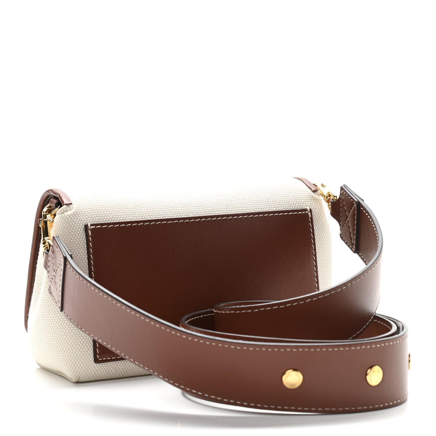 Cotton Canvas Horseferry Print Small Crossbody Bag White Tan