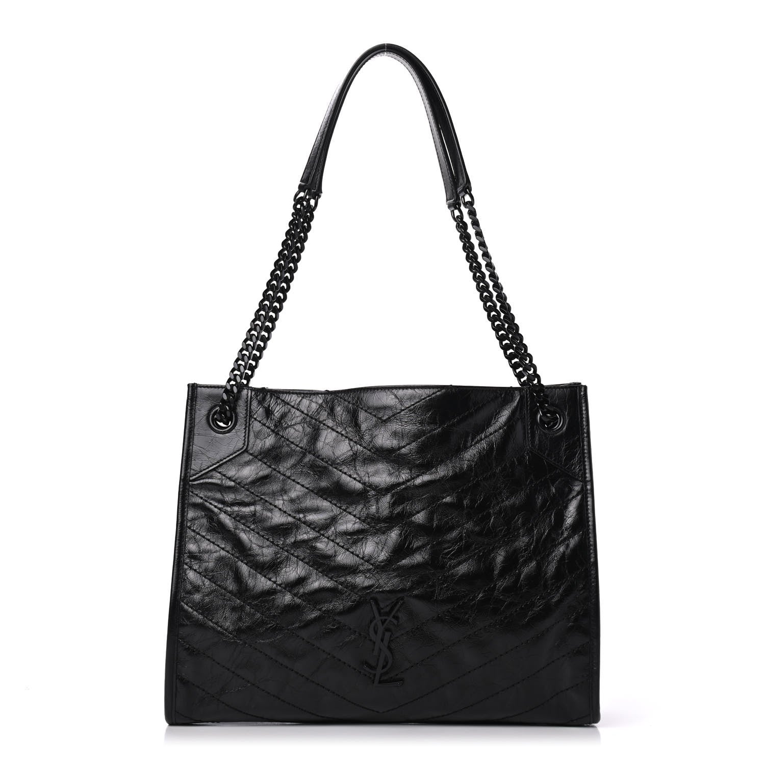 Saint Laurent Crinkled Calfskin Matelasse Monogram Medium Niki Shopper Tote Black 1 of 4
