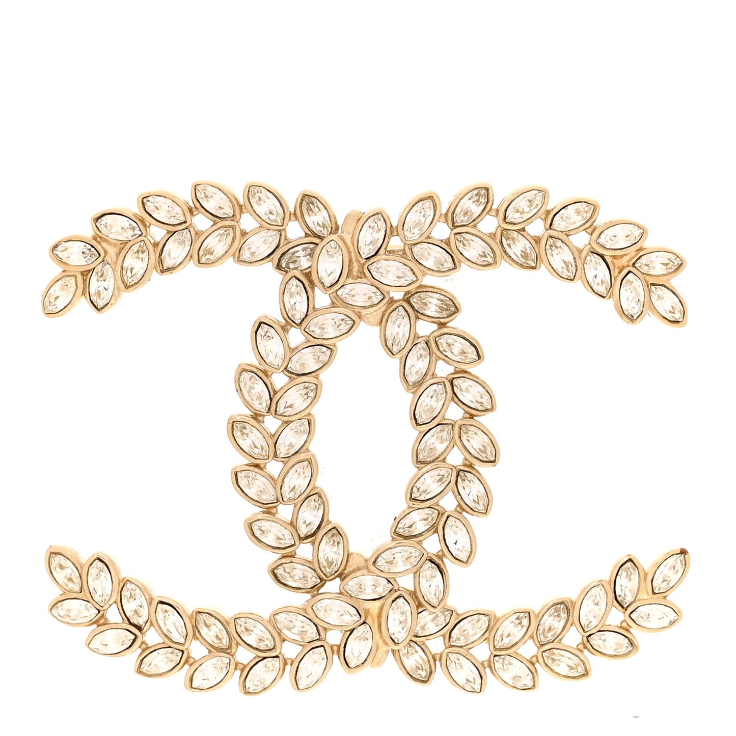 Crystal Sparkling Wheat CC Brooch Gold