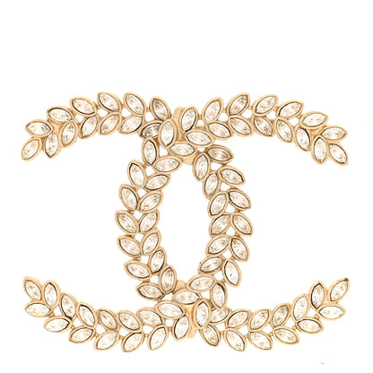 Chanel Crystal Sparkling Wheat CC Brooch Gold 1 of 3