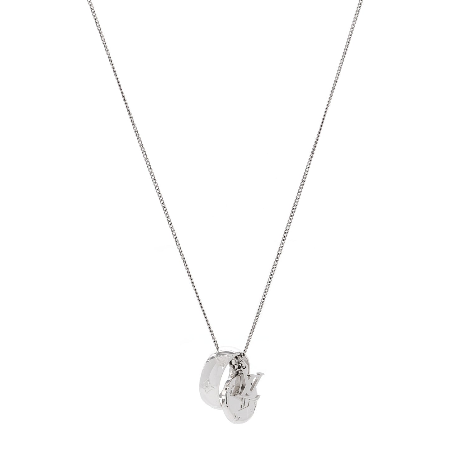 Zamac Palladium Monogram Charms Necklace Silver