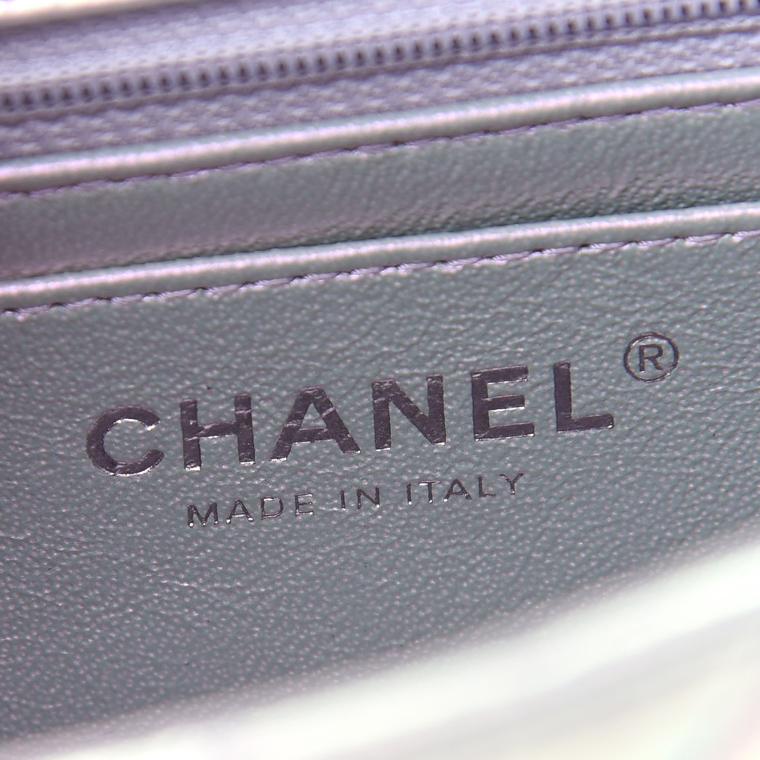 Chanel Iridescent Calfskin Quilted Mini Rectangular Flap Light Blue 6 of 11