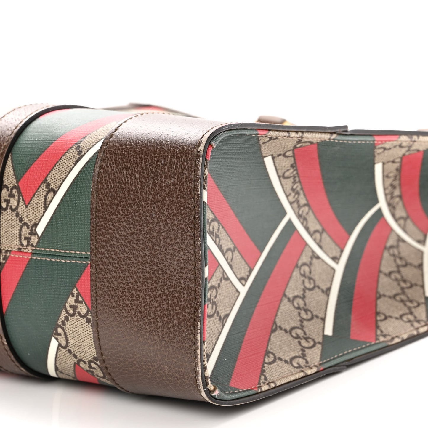 GG Supreme Monogram Chevron Web Vertical Tote Beige Green Red New Acero