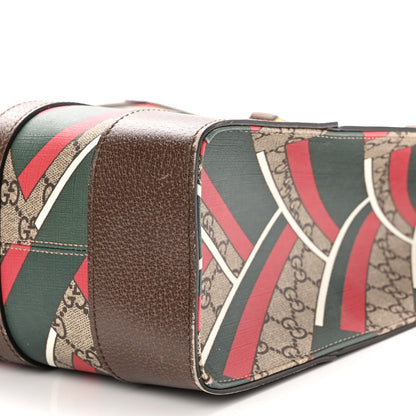 Gucci GG Supreme Monogram Chevron Web Vertical Tote Beige Green Red New Acero 10 of 12
