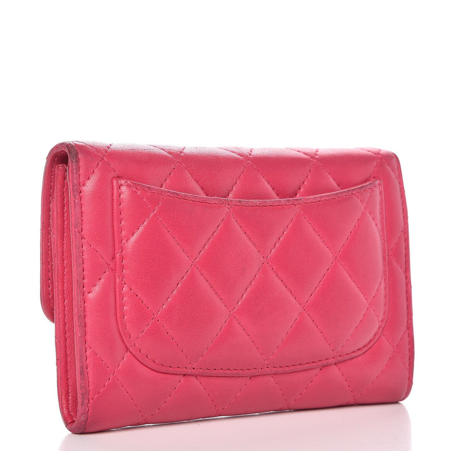 Lambskin Quilted Small Flap Wallet Pink