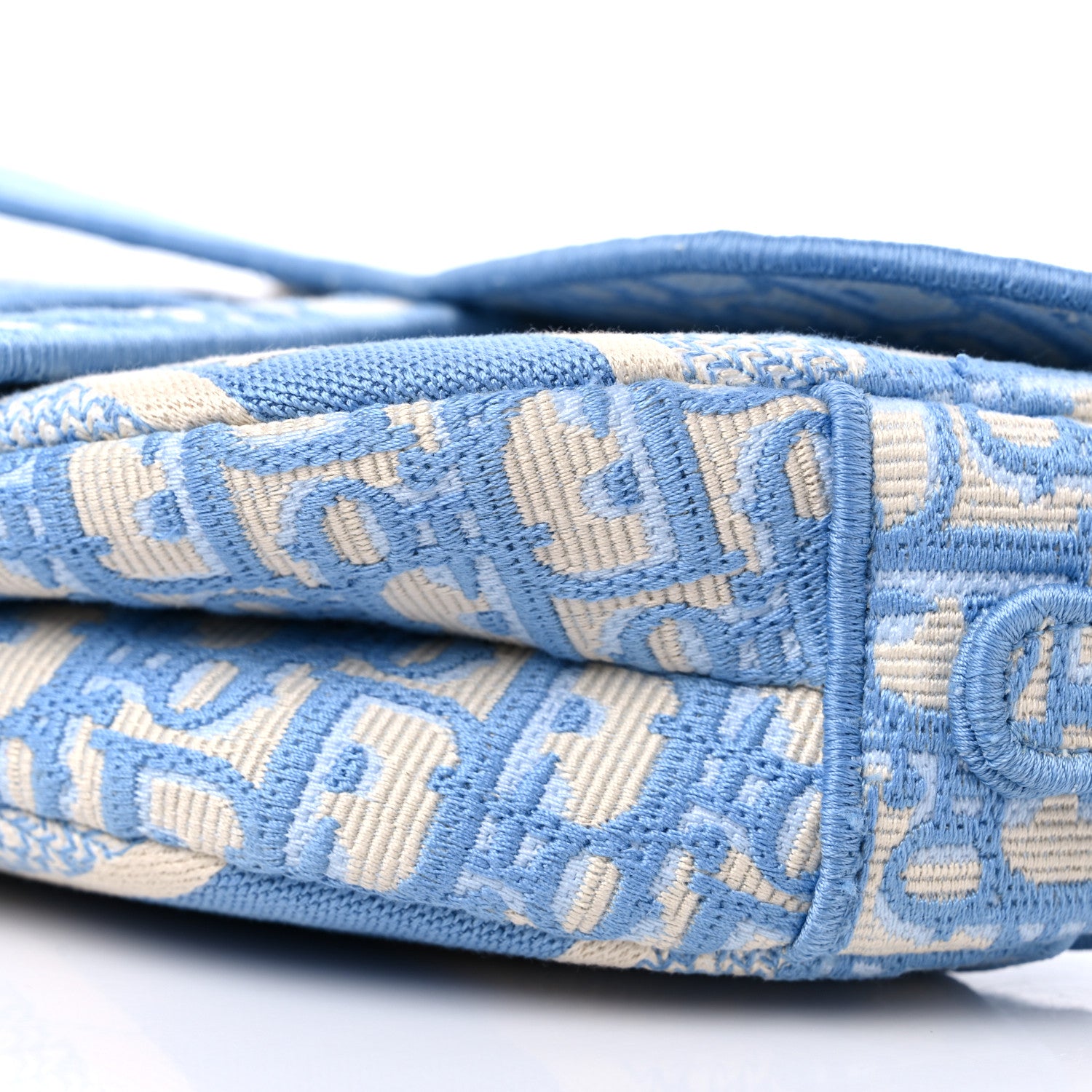 Christian Dior Oblique Embroidered Saddle Bag Cornflower Blue 9 of 9