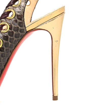 Christian Louboutin Snakeskin Ostri 100 Slingback Pumps 36 Naturel 8 of 9