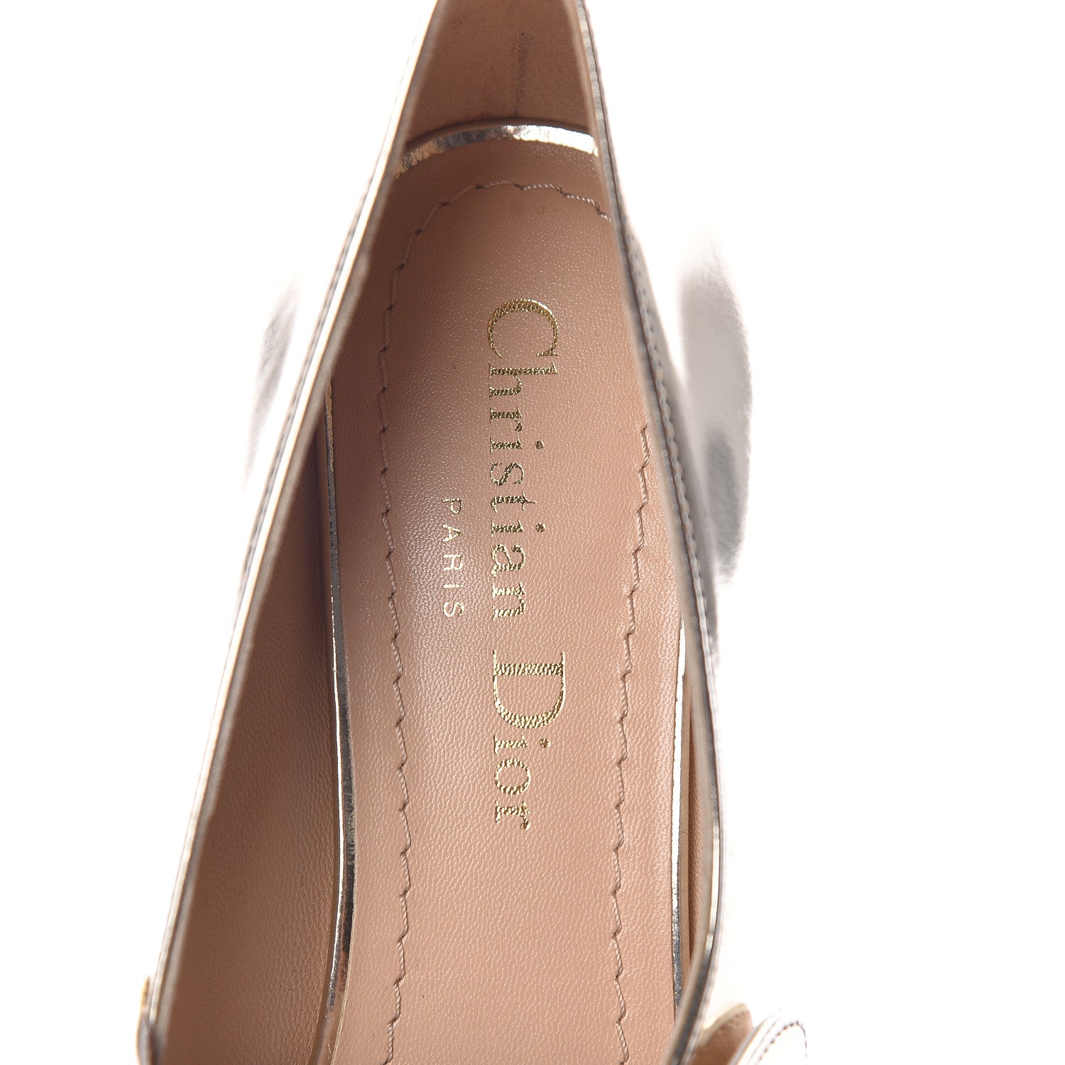 Christian Dior Mirror Finish Calfskin Baby-D Ballet Pumps 36.5 Stardust Gold 7 of 8