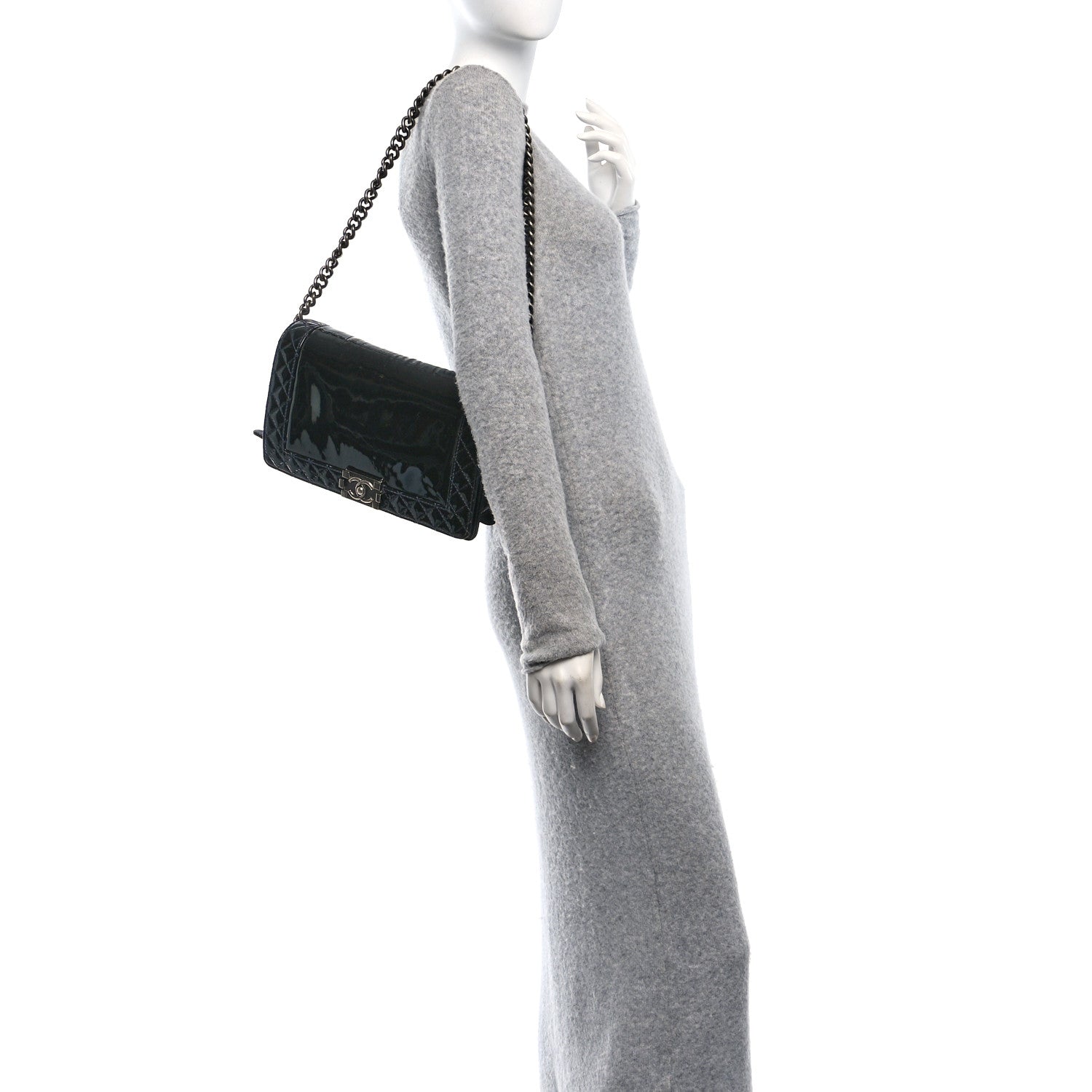 Chanel Patent New Medium Boy Reverso Flap Black 2 of 10