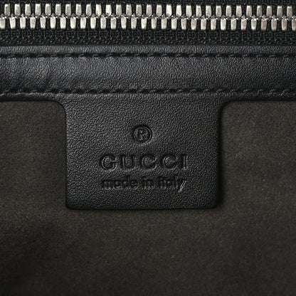 Gucci Guccissima Signature Single Buckle Flap Messenger Bag Black 6 of 9
