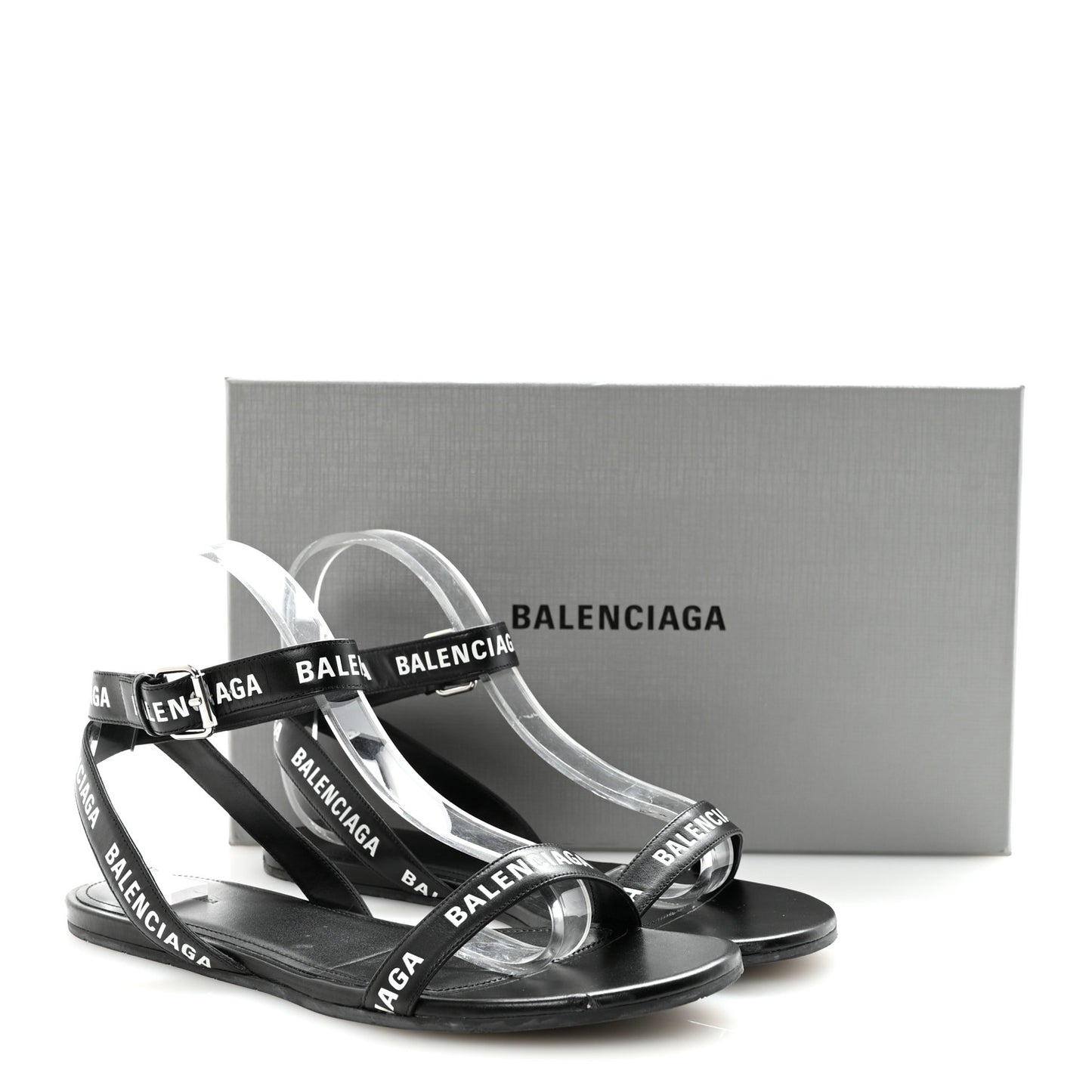 Calfskin Allover Logo Flat Sandals 39.5 Black White