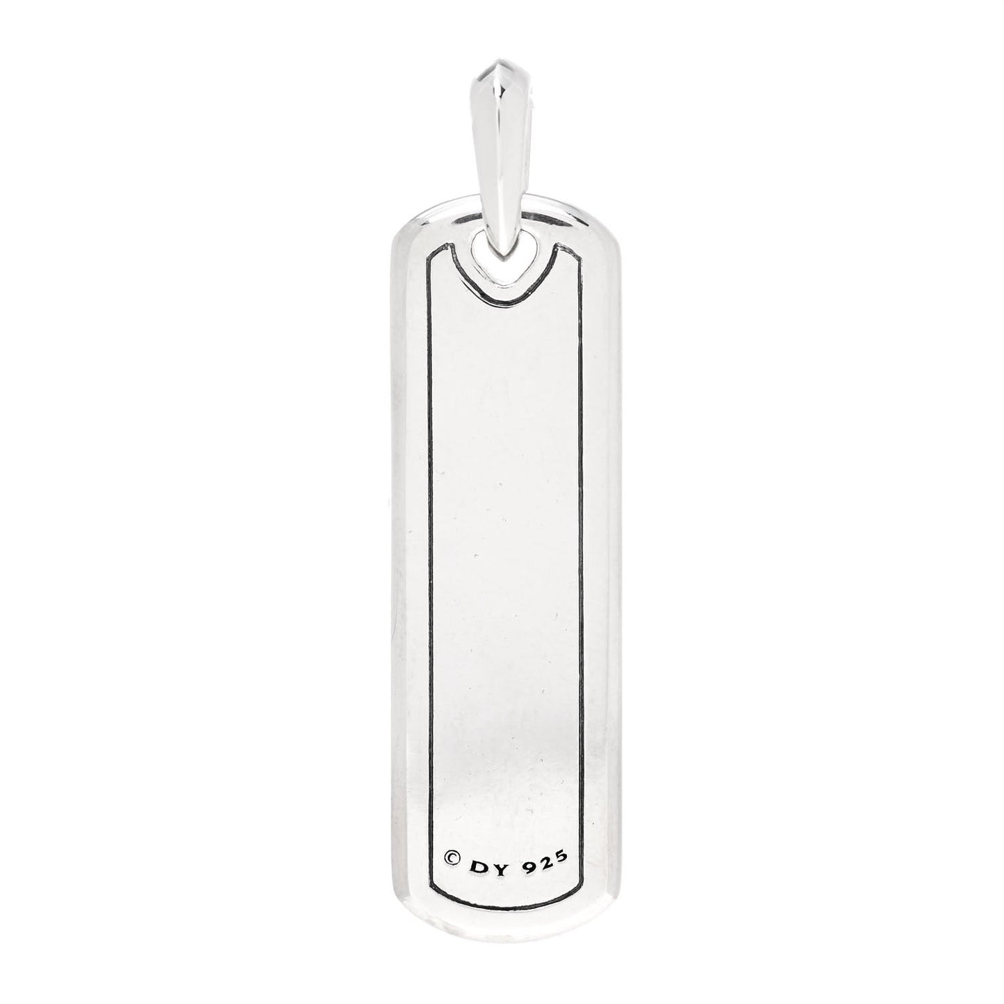 Sterling Silver Black Diamond Mens Graphic Cable Ingot Tag Pendant