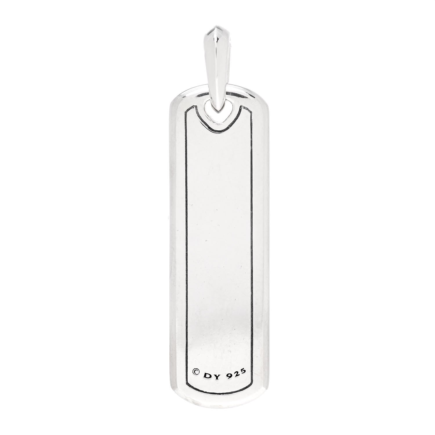 David Yurman Sterling Silver Black Diamond Mens Graphic Cable Ingot Tag Pendant 3 of 4