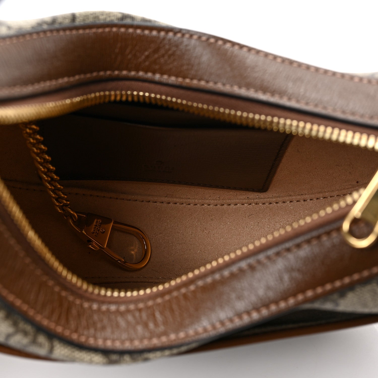 Gucci GG Supreme Monogram Azalea Calfskin Mini Retro Interlocking G Half Moon Bag Beige Ebony Brown Sugar 5 of 8