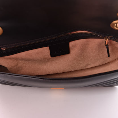 Gucci Calfskin Matelasse Small GG Marmont Shoulder Bag Black 5 of 11