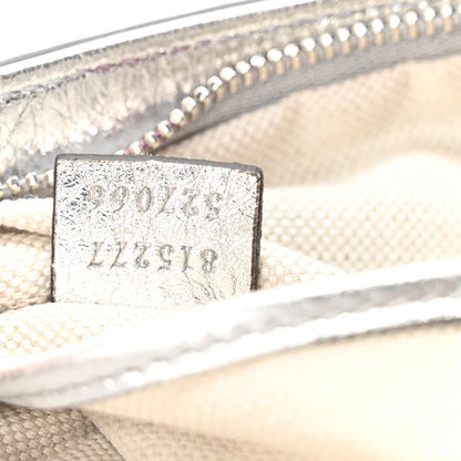 Gucci Metallic GG Grainy Calfskin Emblem Medium Shoulder Bag Silver 7 of 10