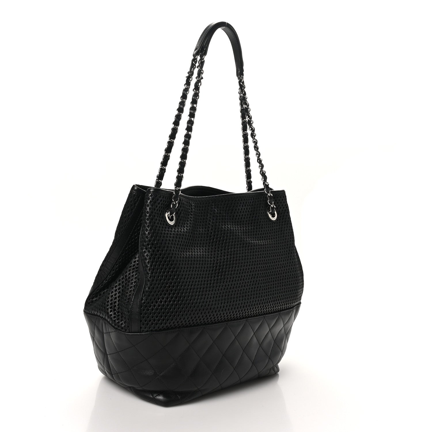 Chanel Calfskin Perforated Up In The Air North South Tote Black 3 of 10