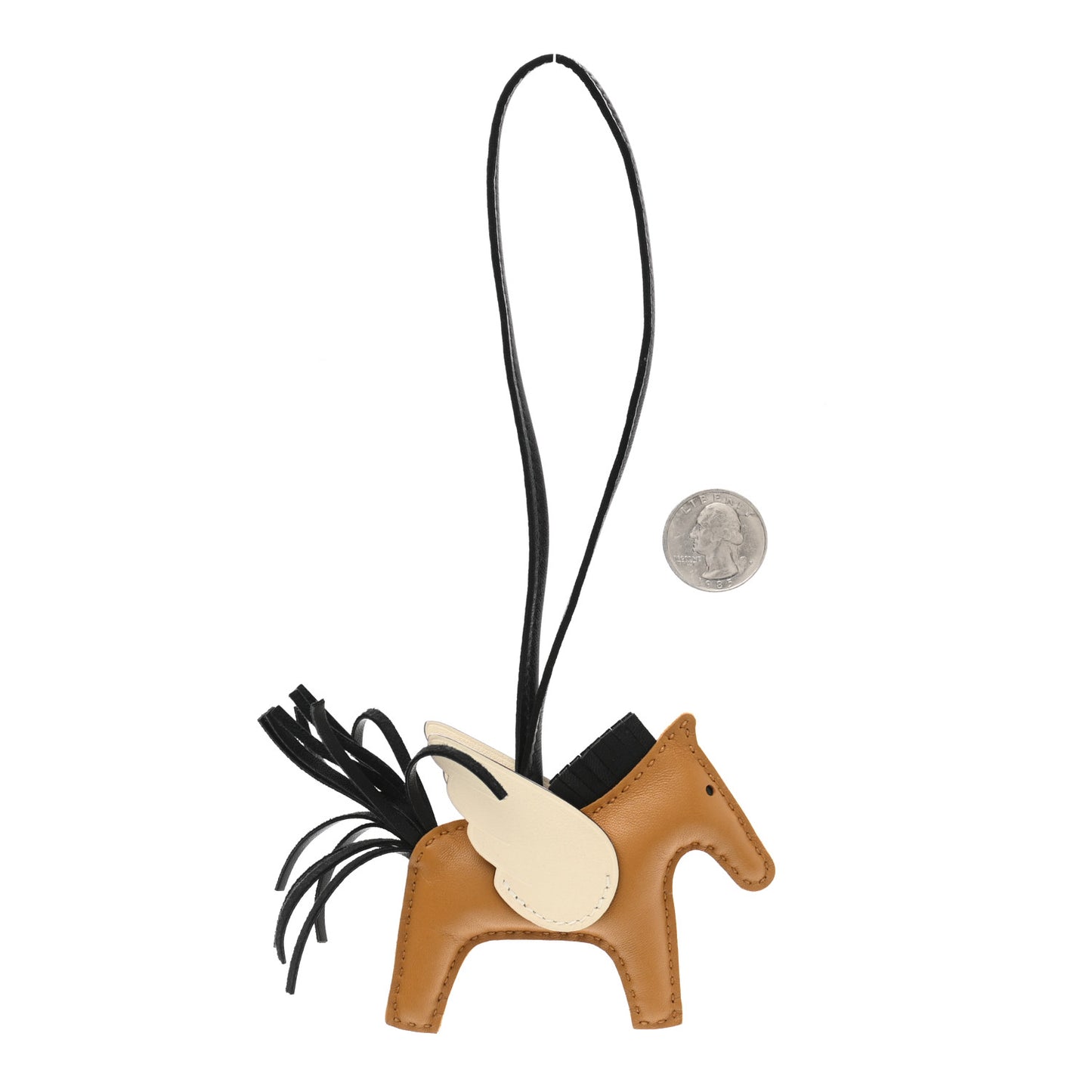 Milo Lambskin Grigri Rodeo Pegase Horse Bag Charm PM Sesame Black Nata