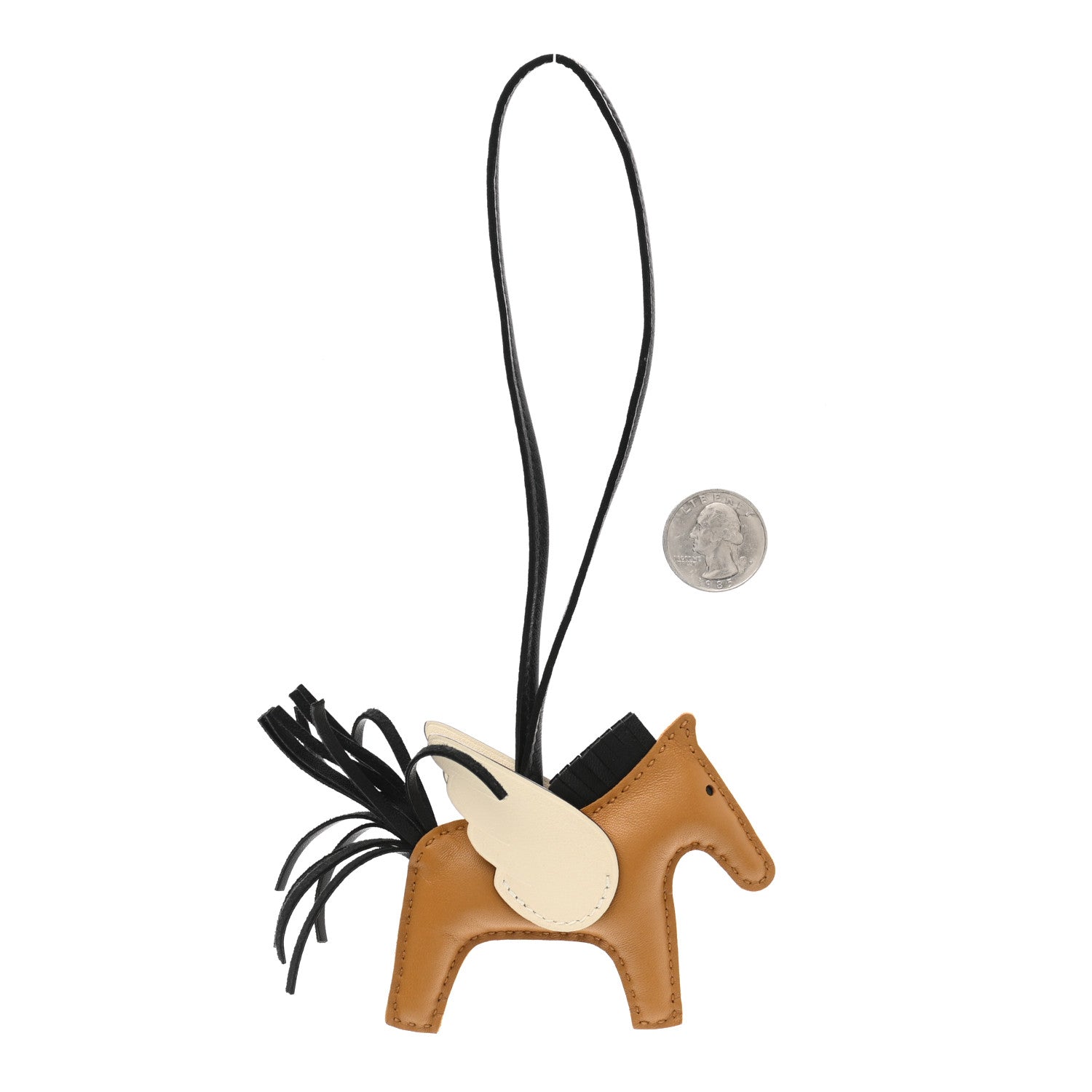 Hermes Milo Lambskin Grigri Rodeo Pegase Horse Bag Charm PM Sesame Black Nata 2 of 5