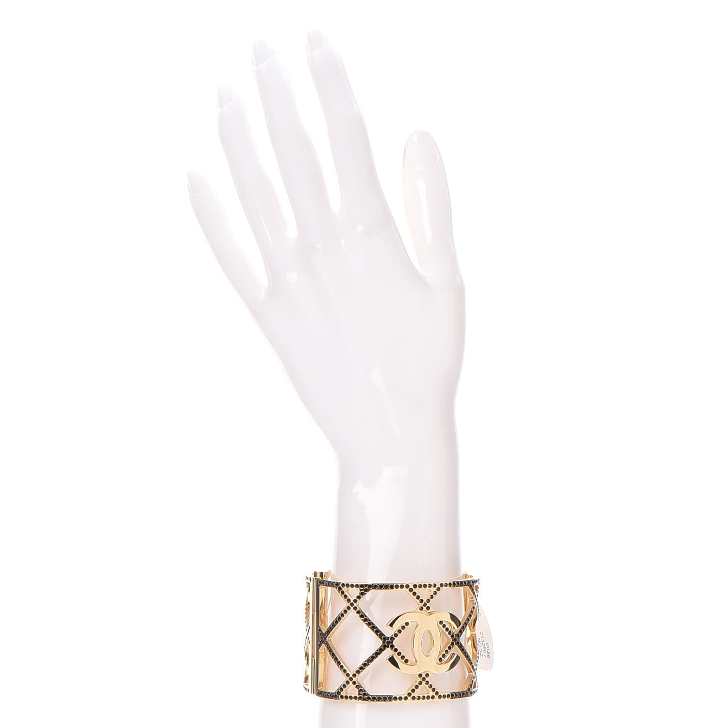 Chanel Crystal CC Cuff Black Gold 2 of 6