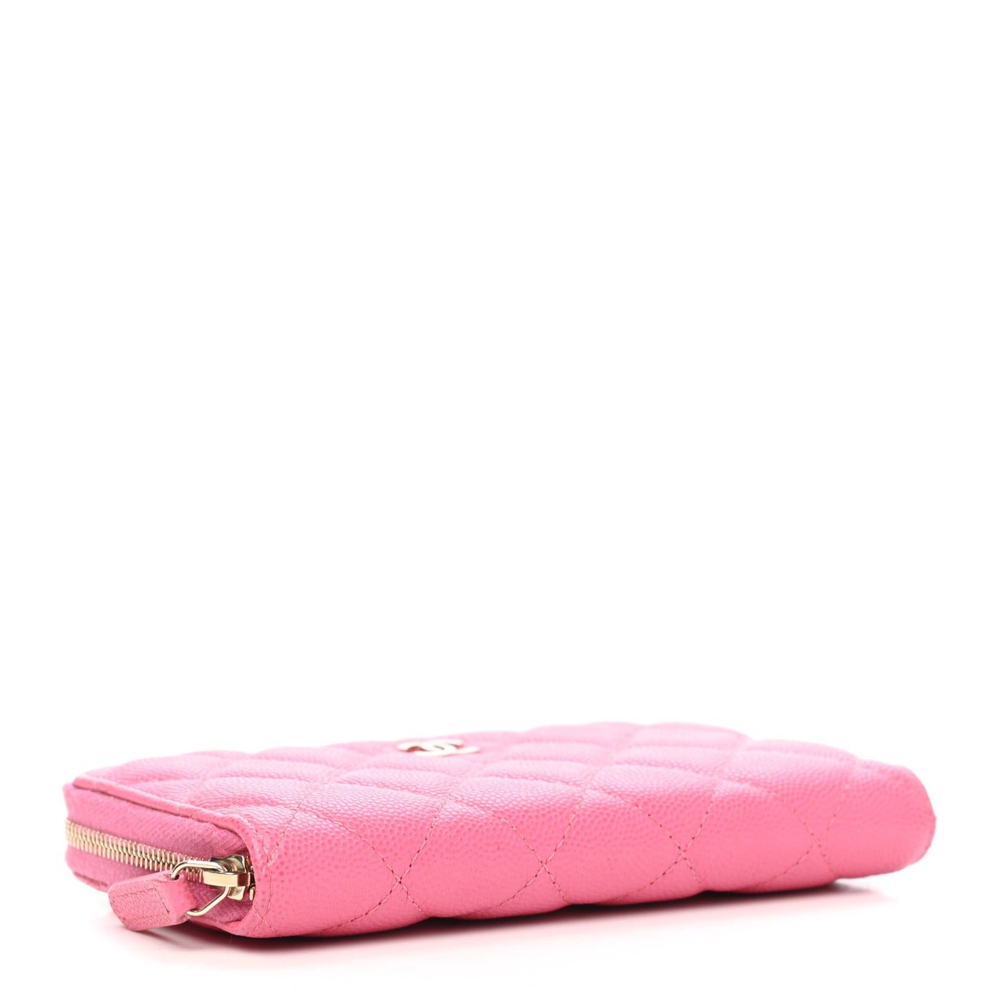 Caviar Quilted Medium Zip Around Wallet Pink