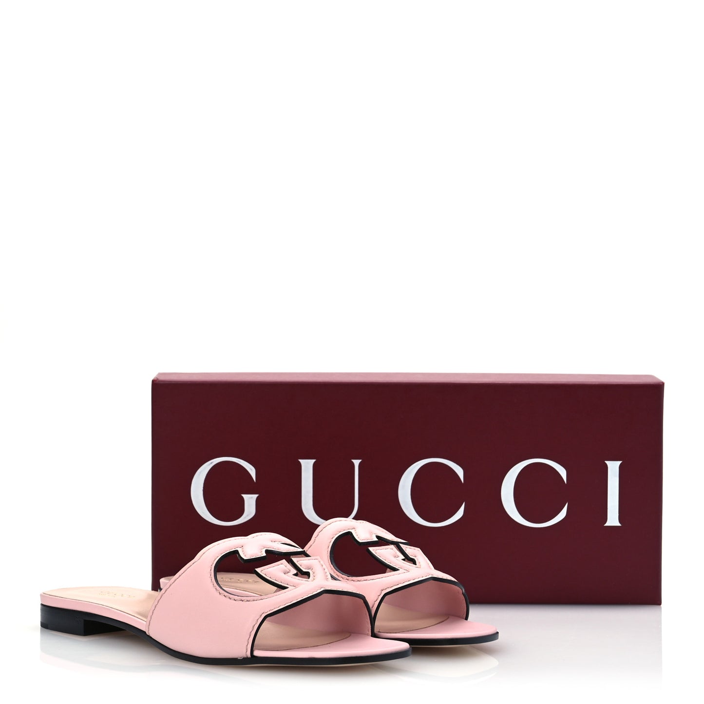 Cosmos Softy Calfskin Interlocking G Cut Out Slide Sandals 39 Candy Cotton