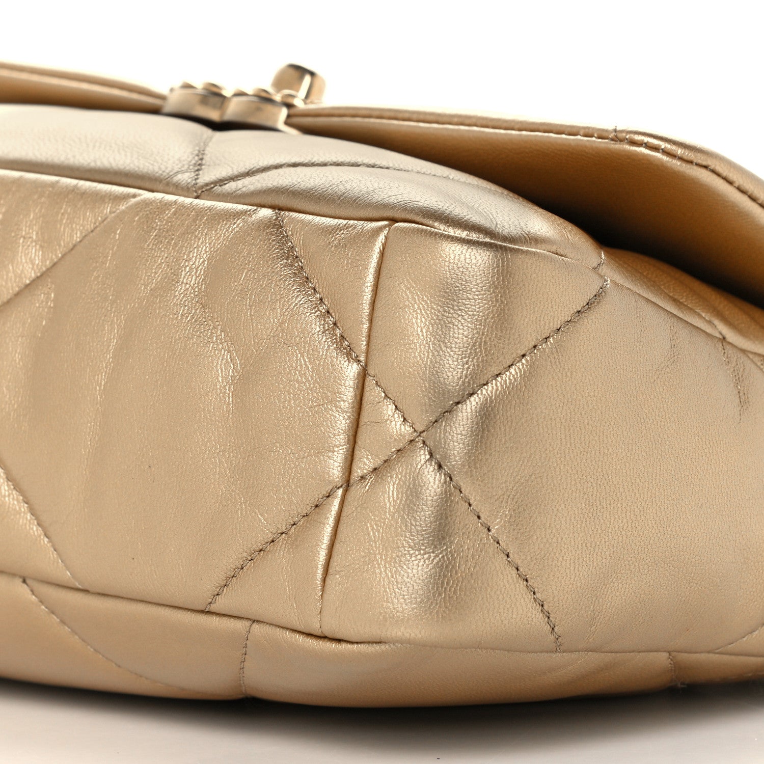 Chanel Metallic Lambskin Quilted Medium Chanel 19 Flap Gold 10 of 11