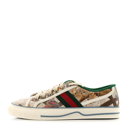 Gucci GG Supreme Monogram Water Flora Web Womens 1977 Tennis Sneakers 39 Beige White Multicolor Mystic White 1 of 7