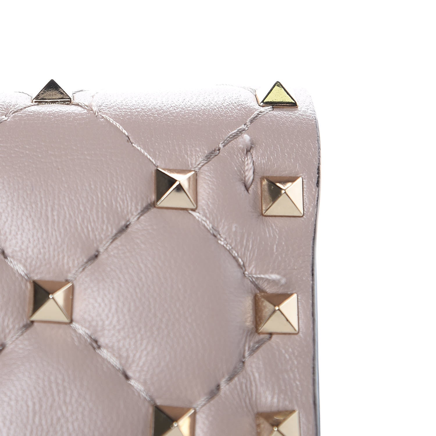 Valentino Garavani Lambskin Rockstud Spike Wallet on Chain Poudre 10 of 10
