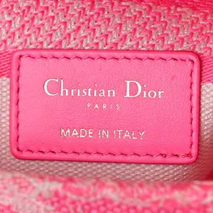 Christian Dior CHRISTIAN DIOR Canvas Toile De Jouy Reverse Embroidered Medium Lady D-Lite Fluorescent Pink 6 of 10