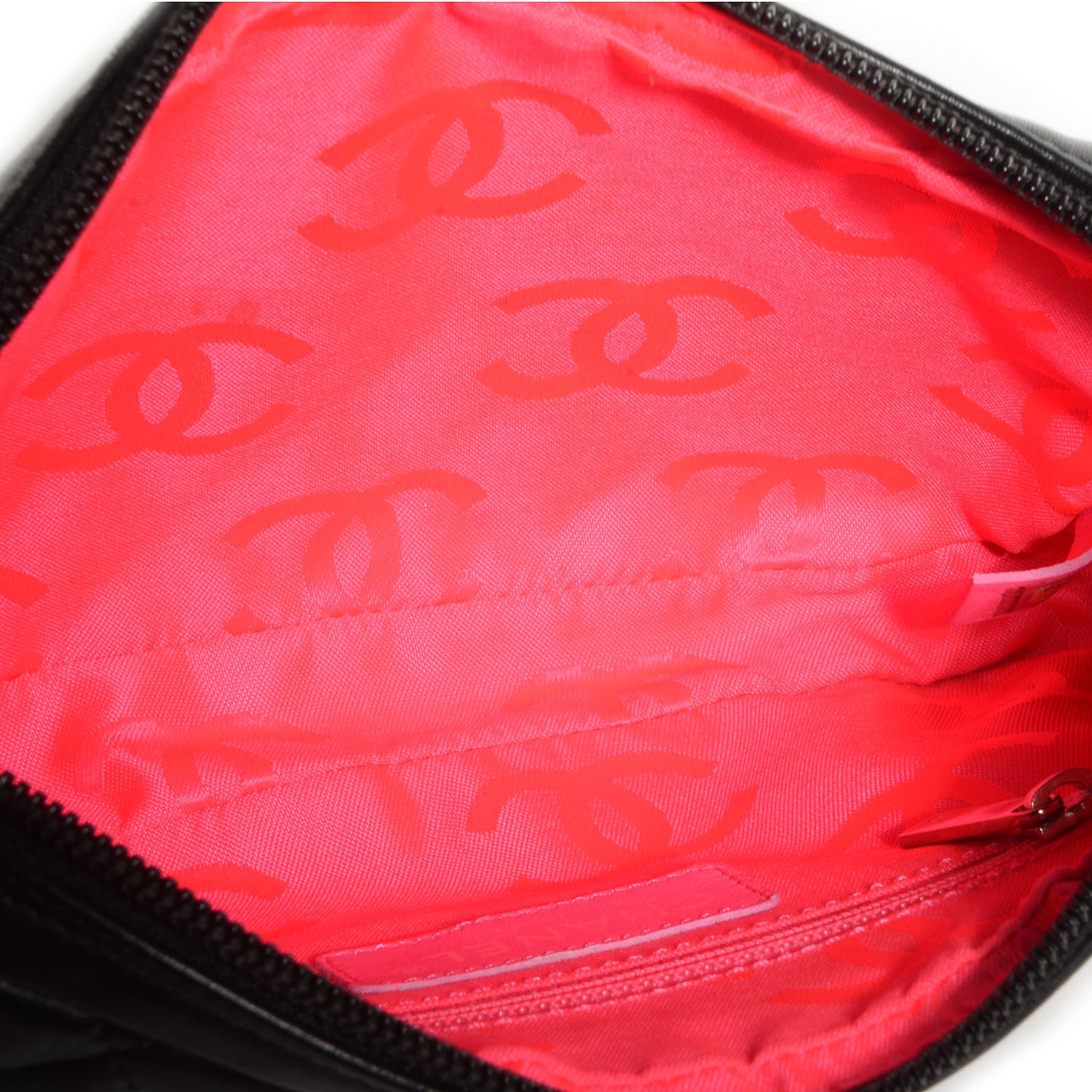 Calfskin Quilted Cambon Pochette Black White