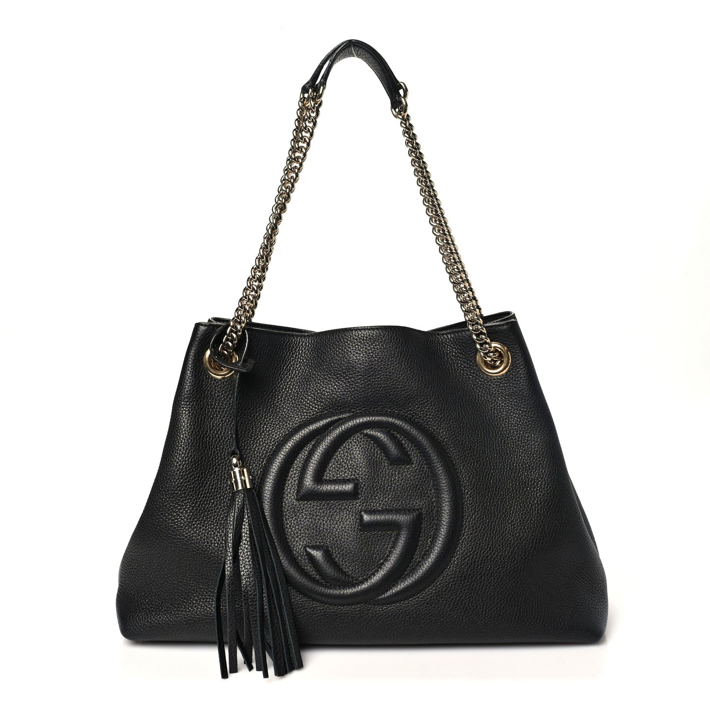 Pebbled Calfskin Medium Soho Chain Shoulder Bag Black