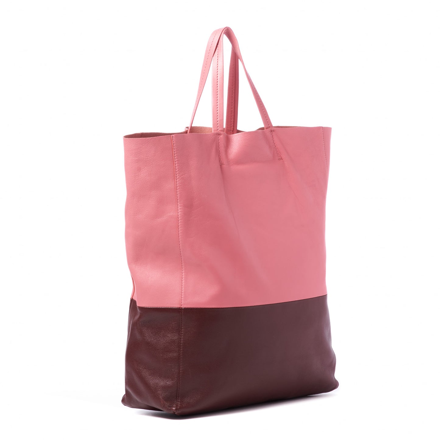 Smooth Lambskin Vertical Bi-Cabas Pink Rust